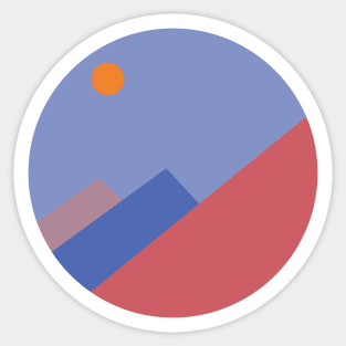 Cute Mountain view sunset illustration Sticker